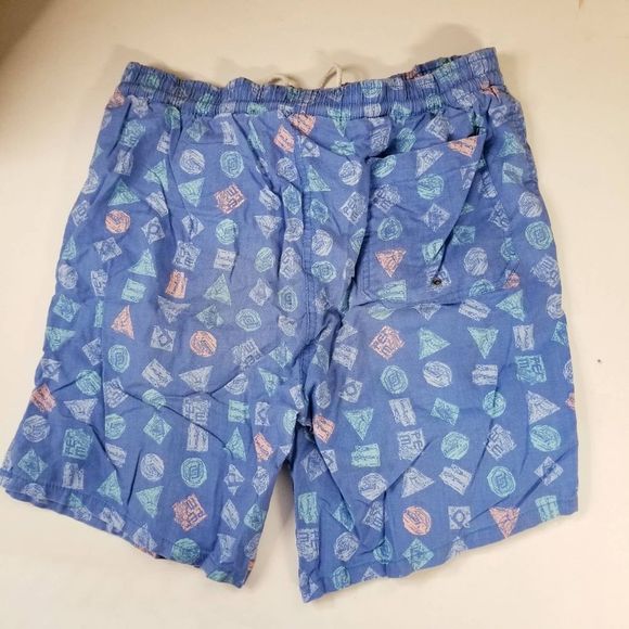 Vintage swim shorts permit large blue Cotton 90's print sku3134 - Picture 10 of 12